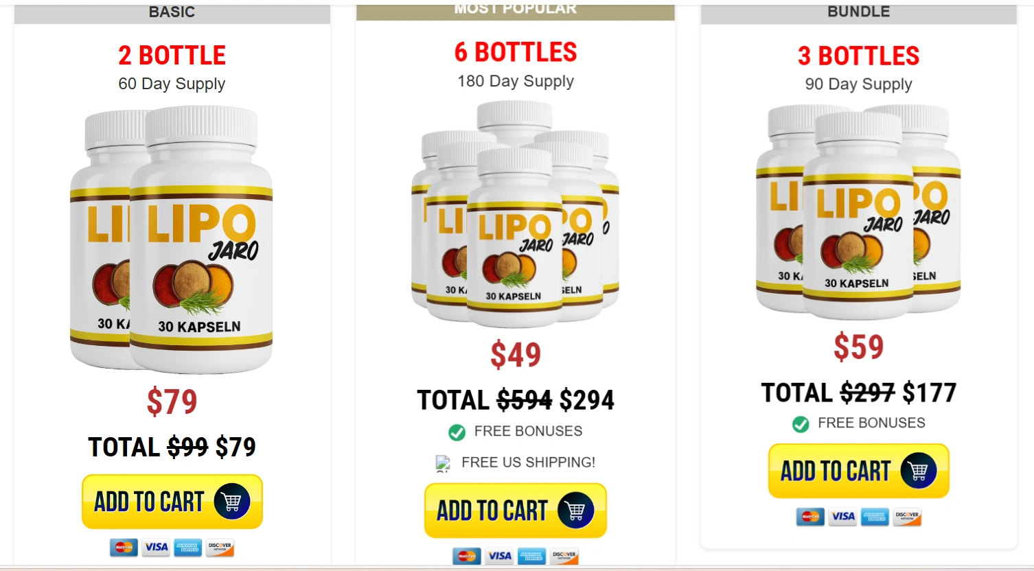 LipoJaro  Official Price Packages and Discount Offers